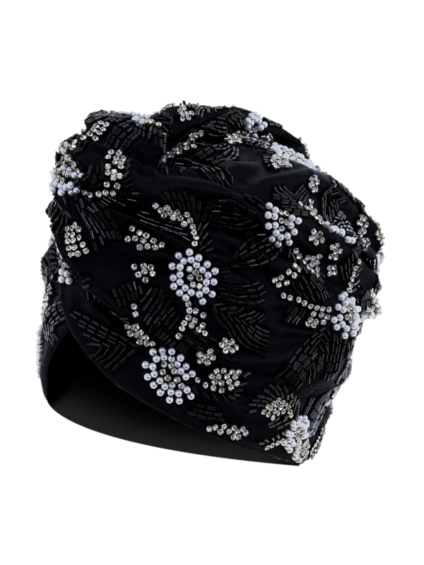 Venetian Turban with Electric Pearl and Bead Accents