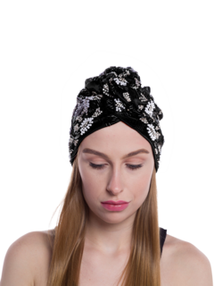Venetian Turban with Electric Pearl and Bead Accents