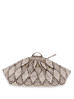 Snakeskin Cushion Handbag with Gold Chain Strap