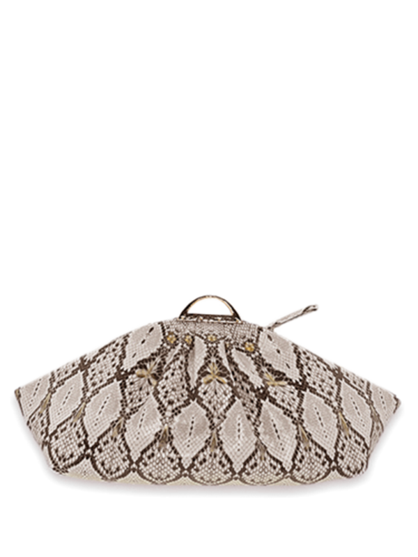 Snakeskin Cushion Handbag with Gold Chain Strap