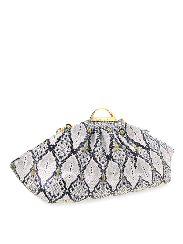 Snakeskin Cushion Handbag with Gold Chain Strap