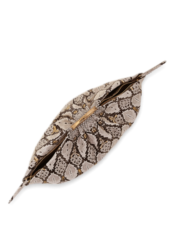 Snakeskin Cushion Handbag with Gold Chain Strap