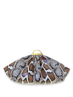 Snakeskin Cushion Handbag with Gold Chain Strap