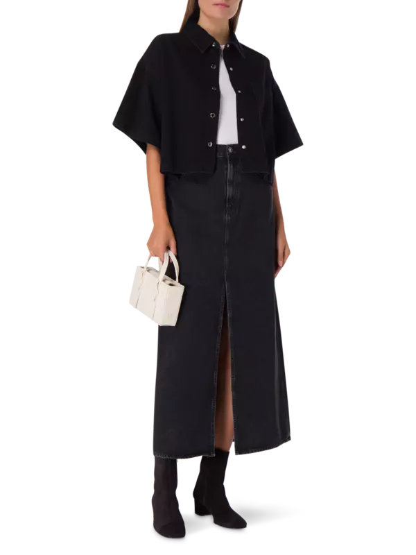 تنورة ليف متوسطة الطول بخصر منخفض