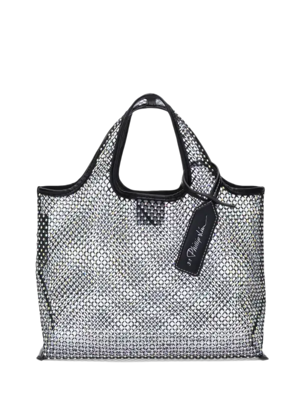 حقيبة توت صغيرة للتسوق من قماش شبكي كريستالي