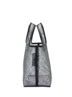 حقيبة توت صغيرة للتسوق من قماش شبكي كريستالي