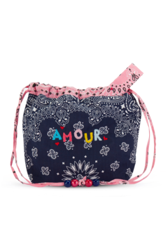 Maxi bucket bag navy pale pink AMOUR