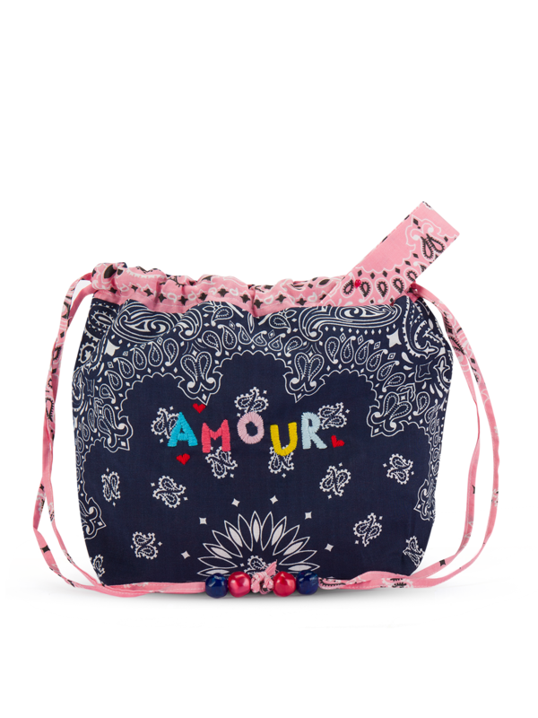 Maxi bucket bag navy pale pink AMOUR