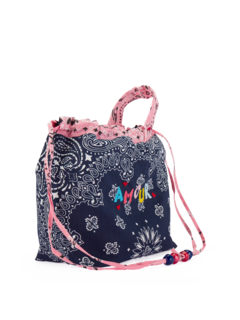 Maxi bucket bag navy pale pink AMOUR