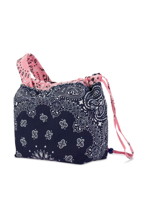 Maxi bucket bag navy pale pink AMOUR