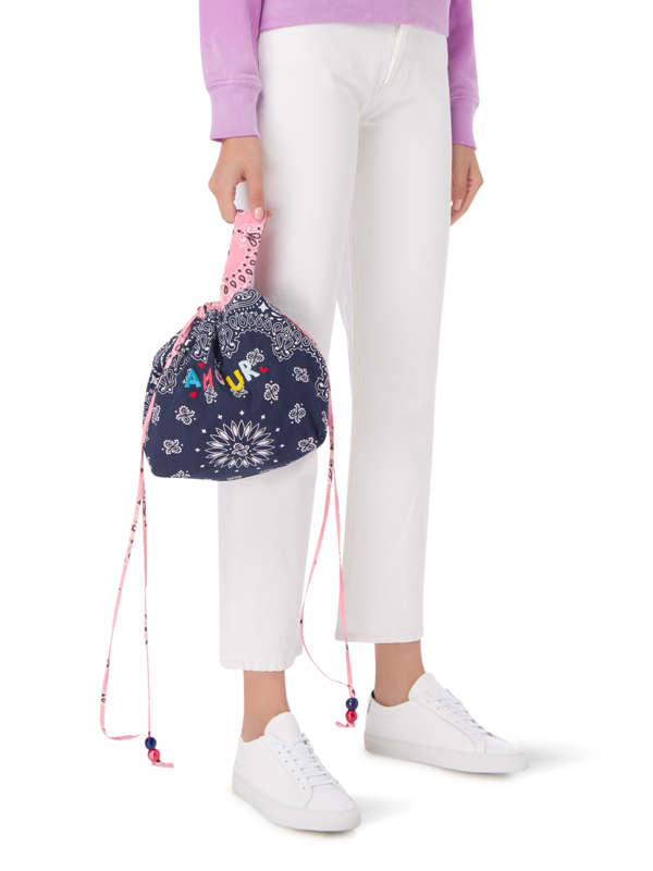 Maxi bucket bag navy pale pink AMOUR