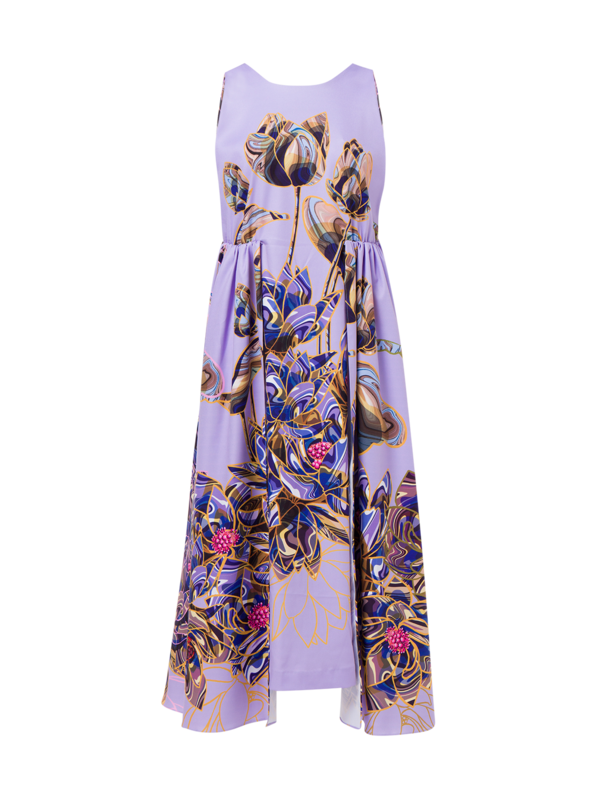 فستان أوجستا متوسط الطول مزين بطبعة