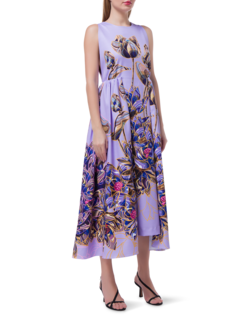 فستان أوجستا متوسط الطول مزين بطبعة