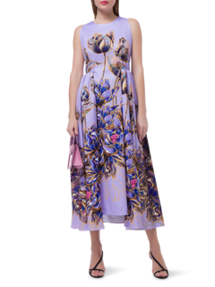 فستان أوجستا متوسط الطول مزين بطبعة