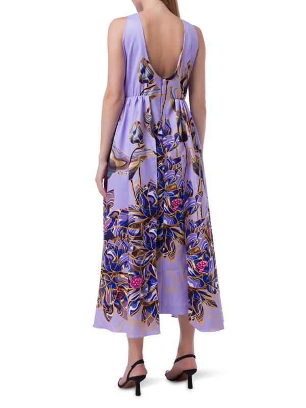 فستان أوجستا متوسط الطول مزين بطبعة