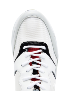 White/Red/Grey Panelled Lace-Up Sneakers