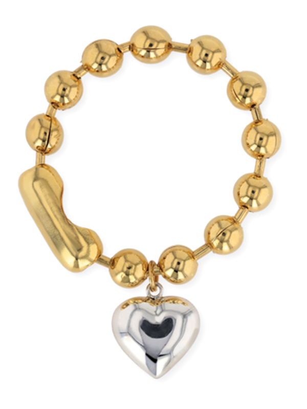 Gold Ball Chain with Silver Heart Charm