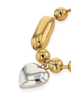 Gold Ball Chain with Silver Heart Charm