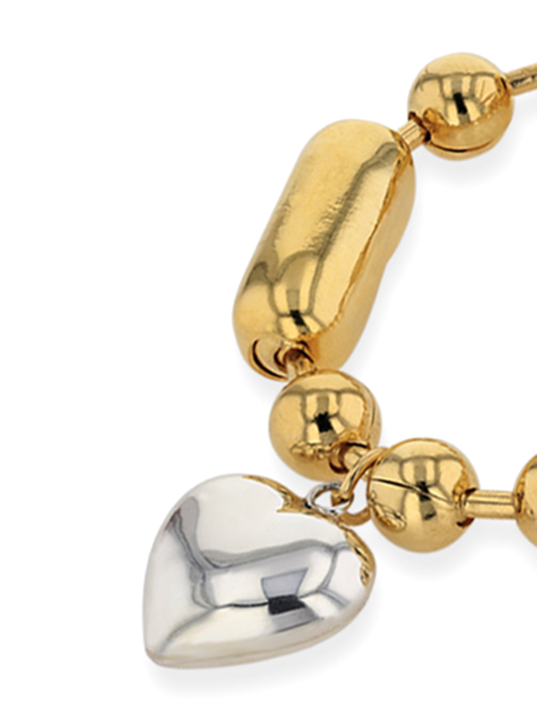 Gold Ball Chain with Silver Heart Charm