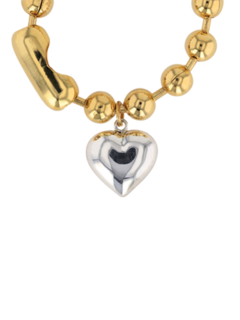 Gold Ball Chain with Silver Heart Charm