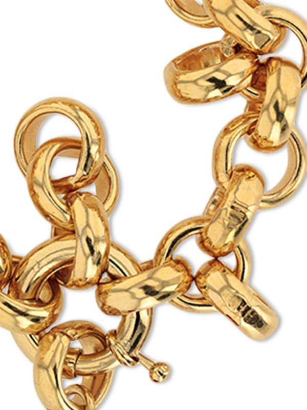 Gold Thick Chain Bracelet with Chili and Baroque Pearl Charms