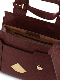 Structured Handbag with Cutout Flap and Eagle Embellishments