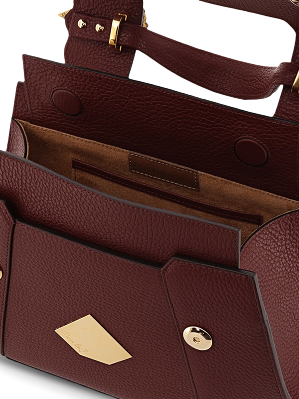 Structured Handbag with Cutout Flap and Eagle Embellishments