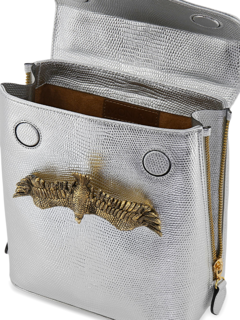 Textured Silver Backpack with Eagle Embellishment