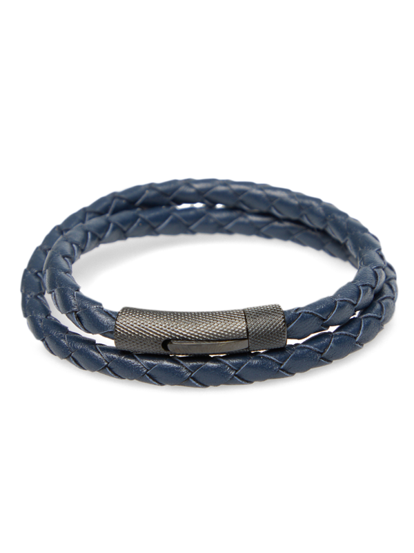 Navy Double Wrap Braid Bracelet