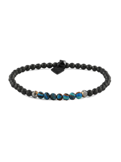 Thomp/ GunMetPla/ Hem FACET bead 4mm/ Calsilica/ Blue multi/