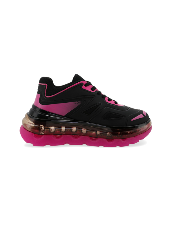 Black and Pink Lace-Up Sneakers