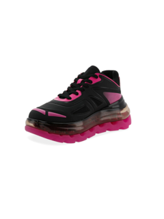 Black and Pink Lace-Up Sneakers