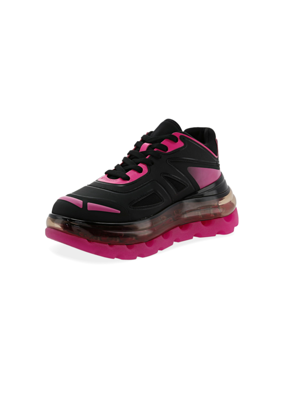 Black and Pink Lace-Up Sneakers