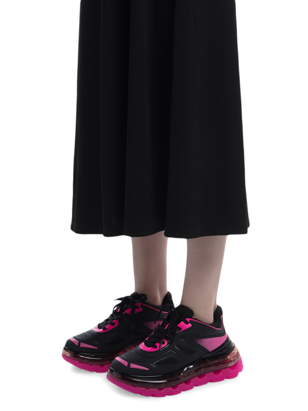 Black and Pink Lace-Up Sneakers