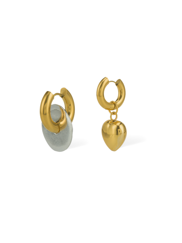 Heart-Embellished Hoop Earrings