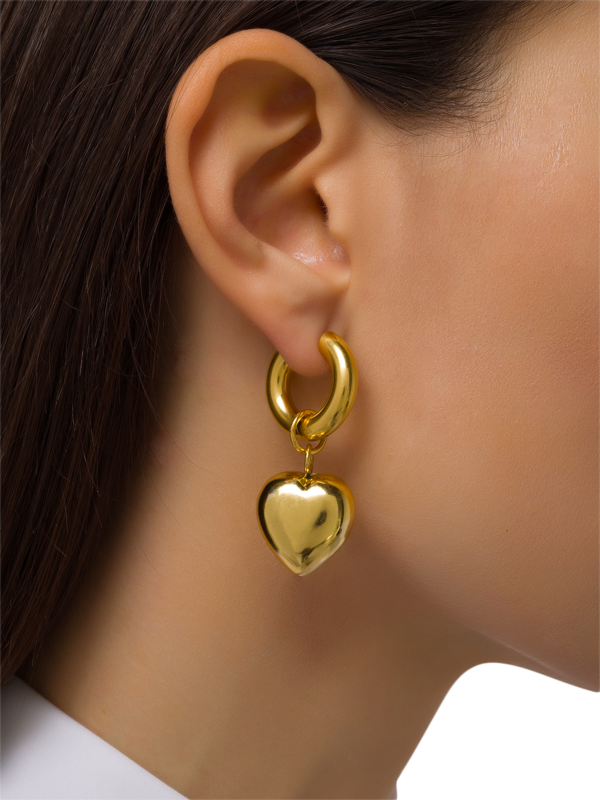 Heart-Embellished Hoop Earrings