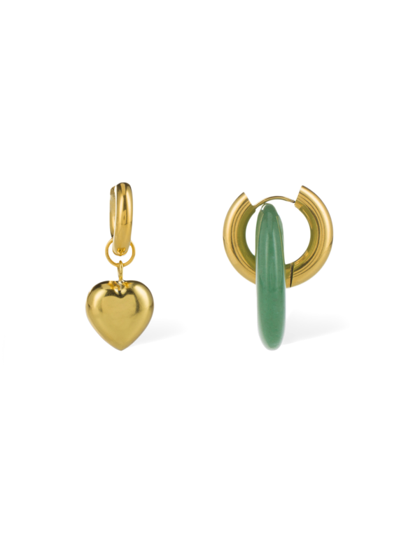 Heart-Embellished Hoop Earrings