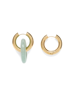 Green Huggie Earrings