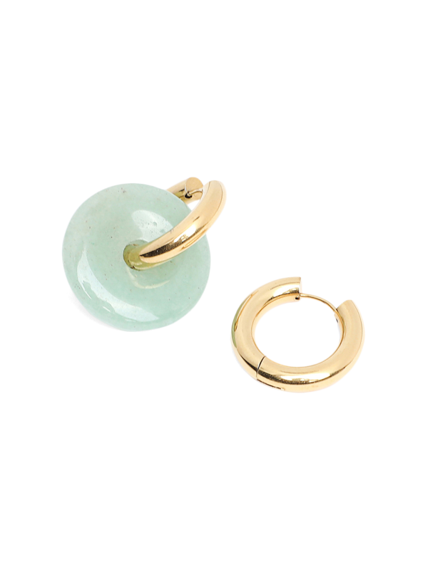 Green Huggie Earrings