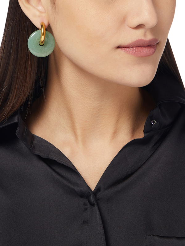 Green Huggie Earrings