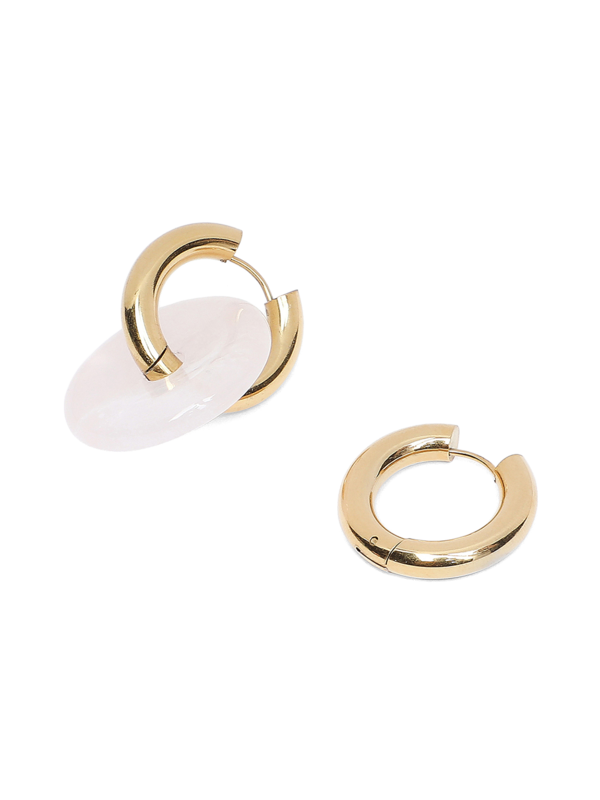 White Huggie Earrings