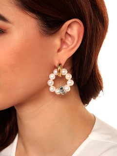 Mismatched Gold and Pearl Huggie Earrings