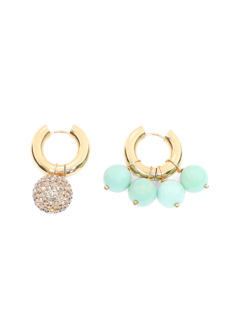 Green & Gold Huggie Earrings