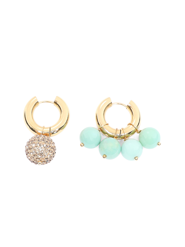 Green & Gold Huggie Earrings