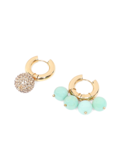 Green & Gold Huggie Earrings