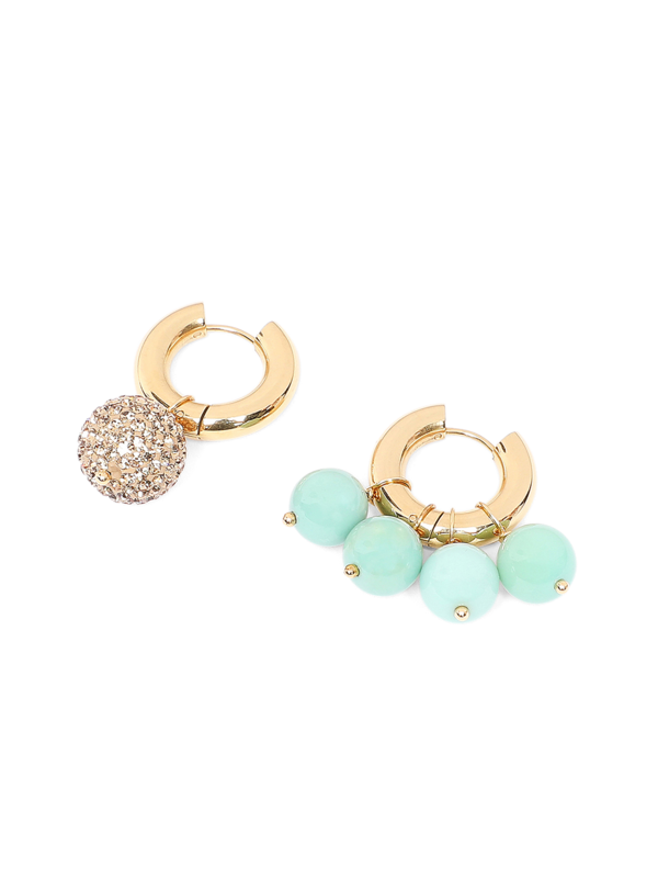 Green & Gold Huggie Earrings