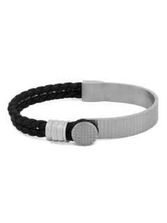 Bracelet/Thomp/ StainS/ Brushed Rhodium/Half Metal /Black/Ma