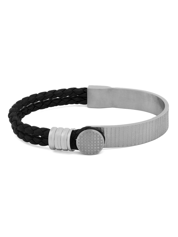 Bracelet/Thomp/ StainS/ Brushed Rhodium/Half Metal /Black/Ma