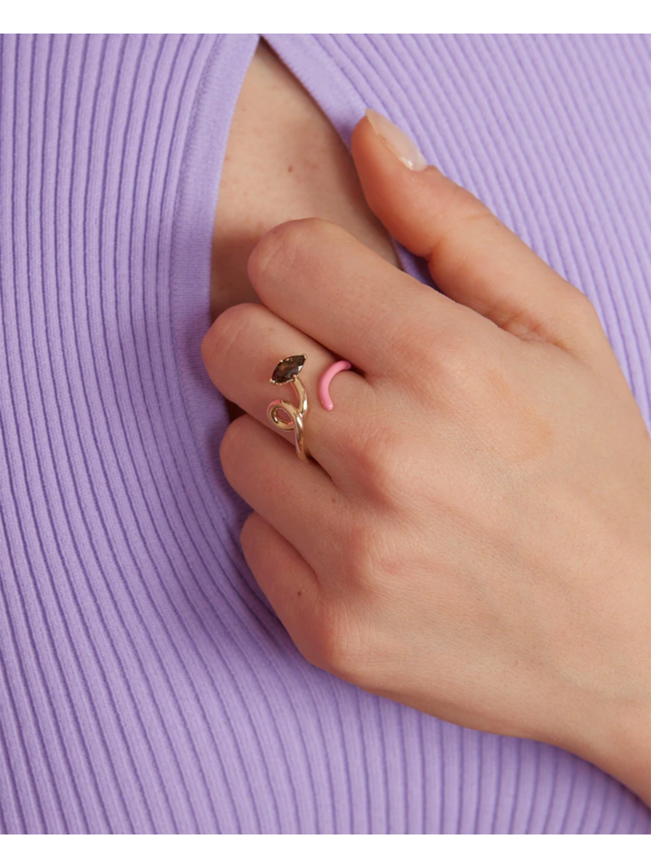 BEA BONGIASCA B HALF 9Kゴールドエナメルリング Bea Bongiasca B Half Ring In 9 Kt Yellow Gold | THAT