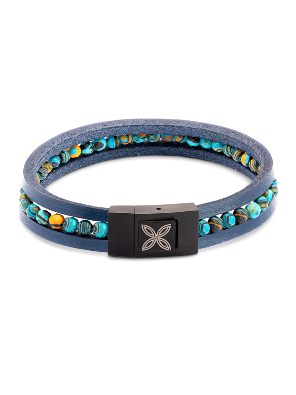 Bracelet/TH/Steel/IP Black Plated/ Multi Colour bead / Squar